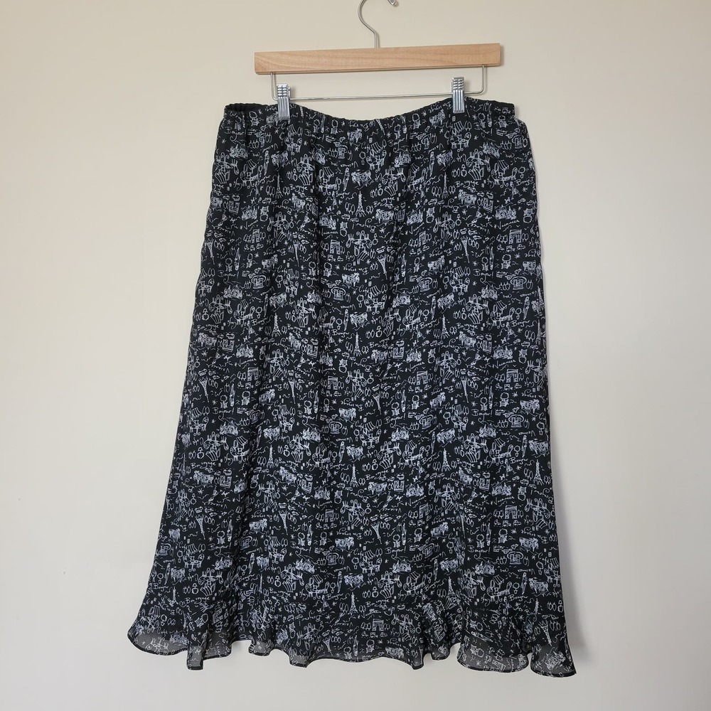 Christopher & Banks Sz XL Vintage Skirt A Line Ruffle Lined Boho Prairie Paris